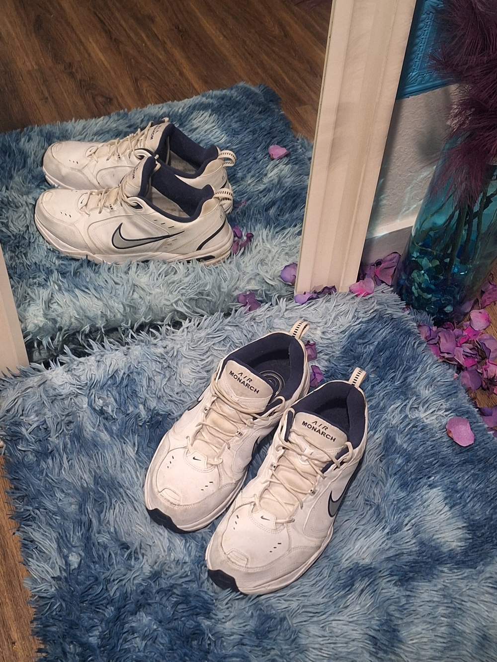 Nike White & Navy Air Monarch Sneakers